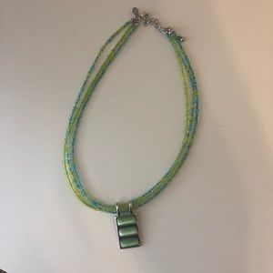Lia Sophia Jasmine Green & Blue Seed Bead Necklace